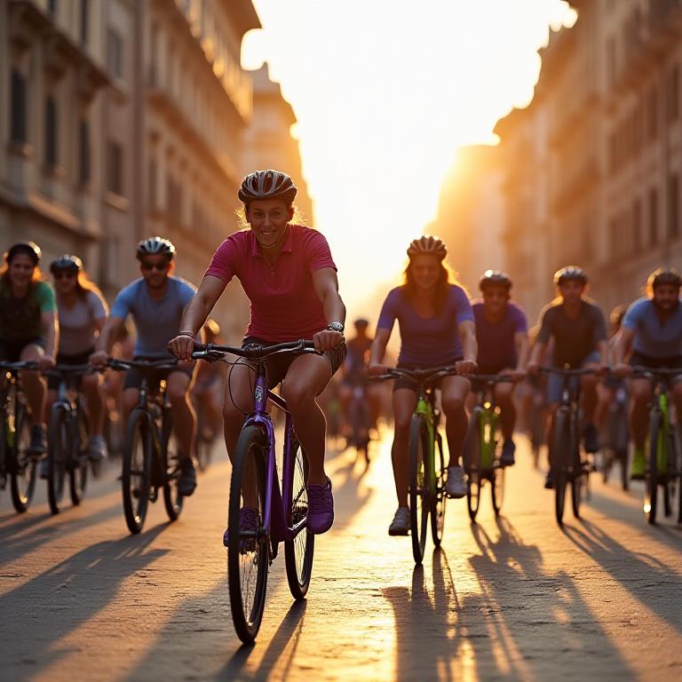 Gruppo di ciclisti urbani a Roma