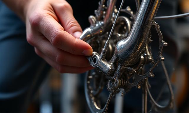 Meccanico di biciclette che lavora con cura ai dettagli